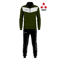 GIVOVA dres sportowy męski komplet bluza i spodnie Triacetato czarny/zielony, Kolor: zielony, Rozmiar: M