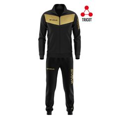 GIVOVA dres sportowy męski komplet bluza i spodnie TR018 czarny/złoty, Kolor: złoty, Rozmiar: S