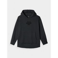 4F bluza bawełniana dla dziewczynki z kapturem 4FJWAW24TSWSF1218 czarna, Kolor: czarny, Rozmiar: 134