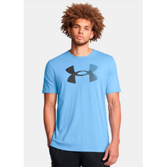 UNDER ARMOUR t-shirt męski koszulka bawełniana sportowa BIG LOGO niebieska, Kolor: niebieski, Rozmiar: M