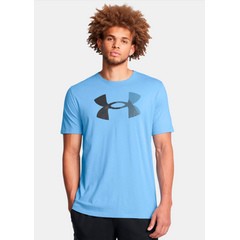 UNDER ARMOUR t-shirt męski koszulka bawełniana sportowa BIG LOGO niebieska, Kolor: niebieski, Rozmiar: S