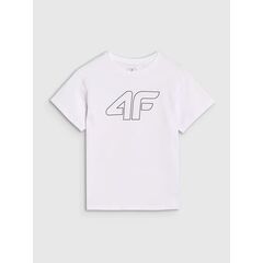 4F koszulka bawełniana t-shirt dla chłopca 4FJWMM00TTSHM2331 biała, Kolor: biały, Rozmiar: 140