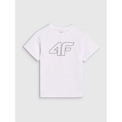 4F koszulka bawełniana t-shirt dla chłopca 4FJWMM00TTSHM2331 biała, Kolor: biały, Rozmiar: 122