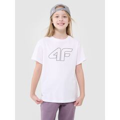 4F t-shirt dziecięcy koszulka dla dziewczynki oversize 4FJWMM00TTSHF2333 biały, Kolor: biały, Rozmiar: 158