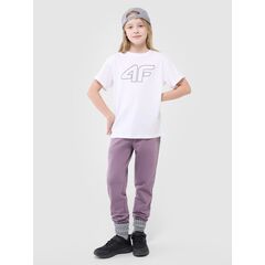 4F t-shirt dziecięcy koszulka dla dziewczynki oversize 4FJWMM00TTSHF2333 biały, Kolor: biały, Rozmiar: 146, 3 zdjęcie
