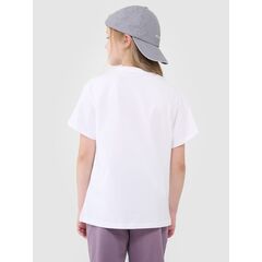 4F t-shirt dziecięcy koszulka dla dziewczynki oversize 4FJWMM00TTSHF2333 biały, Kolor: biały, Rozmiar: 140, 4 zdjęcie