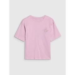 4F koszulka bawełniana t-shirt dla dziewczynki 4FJWSS25TTSHF1853 fioletowa, Kolor: fioletowy, Rozmiar: 122
