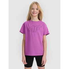 4F t-shirt dziecięcy koszulka oversize dla dziewczynki 4FJWSS25TTSHF2327 fioletowy, Kolor: fioletowy, Rozmiar: 158