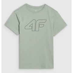 4F koszulka bawełniana t-shirt dla chłopca 4FJWSS25TTSHM2325 zielona, Kolor: zielony, Rozmiar: 158