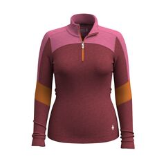 Smartwool koszulka damska Classic Thermal Merino Base Layer Colorblock 1/4 Zip currant/garden pink, Rozmiar: XS