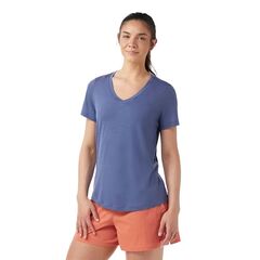 Smartwool koszulka damska Merino Active Ultralite V-neck Short Sleeve - Nightfall Blue, Rozmiar: M