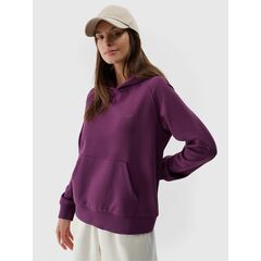 4F bluza dresowa damska z kapturem bawełniana 4FWSS25TSWSF1542 fioletowa, Kolor: fioletowy, Rozmiar: XL