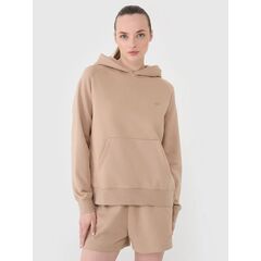 4F bluza dresowa damska z kapturem bawełniana 4FWSS25TSWSF1542 beżowa, Kolor: beżowy, Rozmiar: L