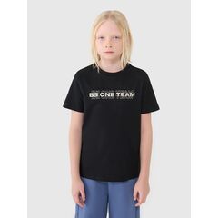 4F t-shirt bawełniany koszulka chłopięca 4FJWSS25TTSHM2186 czarna, Kolor: czarny, Rozmiar: 158