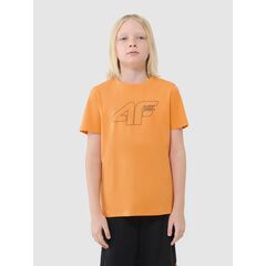 4F t-shirt bawełniany koszulka chłopięca 4FJWSS25TTSHM2185 pomarańczowa, Kolor: pomarańczowy, Rozmiar: 158