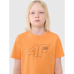 4F t-shirt bawełniany koszulka chłopięca 4FJWSS25TTSHM2185 pomarańczowa, Kolor: pomarańczowy, Rozmiar: 134, 2 zdjęcie