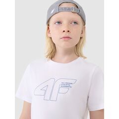 4F t-shirt bawełniany koszulka chłopięca 4FJWSS25TTSHM2185 biała, Kolor: biały, Rozmiar: 158