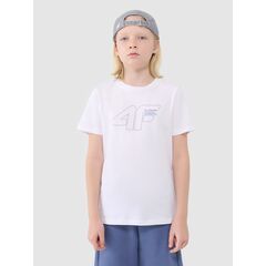 4F t-shirt bawełniany koszulka chłopięca 4FJWSS25TTSHM2185 biała, Kolor: biały, Rozmiar: 146, 2 zdjęcie