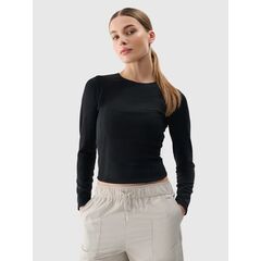 4F longsleeve koszulka z długim rękawem na jogę damska 4FWSS25TFLOF403 czarna, Kolor: czarny, Rozmiar: M/L
