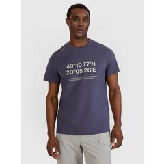 4F t-shirt bawełniany koszulka męska z nadrukiem 4FWSS25TTSHM2209 niebieski, Kolor: niebieski, Rozmiar: XXL