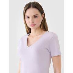 4F t-shirt bawełniany slim koszulka do ćwiczeń 4FWSS25TTSHF1990 fioletowa, Kolor: fioletowy, Rozmiar: XL, 3 zdjęcie