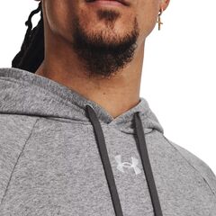 UNDER ARMOUR bluza dresowa męska z kapturem Rival Fleece szara, Kolor: szary, Rozmiar: M, 6 zdjęcie