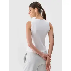 4F top prążkowany bawełniany damski na ramiączkach 4FWMM00TSLEF132 biały, Kolor: biały, Rozmiar: XS, 2 zdjęcie