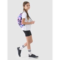 4F komplet dziecięcy dla dziewczynki na w-f koszulka, spodenki i worek na buty 4FJWSS25TAPSF024, Kolor: czarny, Rozmiar: 158/164