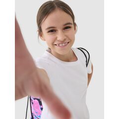 4F komplet dziecięcy dla dziewczynki na w-f koszulka, spodenki i worek na buty 4FJWSS25TAPSF024, Kolor: czarny, Rozmiar: 158/164, 2 zdjęcie