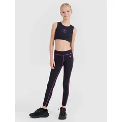 4F biustonosz sportowy szybkoschnący dziewczęcy 4FJWSS25USBAF148 czarny, Kolor: czarny, Rozmiar: 146/152