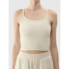 4F koszulka na ramiączkach top damski 4FWSS25TSLEF127 beżowa, Kolor: beżowy, Rozmiar: S, 5 zdjęcie