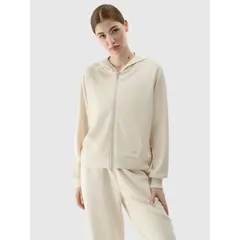 4F bluza dresowa damska na zamek 4FWSS25TSWSF1577 beżowa, Kolor: beżowy, Rozmiar: M