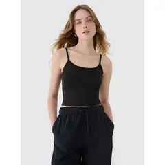 4F koszulka na ramiączkach top damski 4FWSS25TSLEF127 czarna, Kolor: czarny, Rozmiar: M