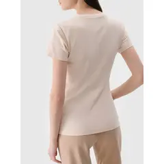 4F koszulka bawełniana damska do ćwiczeń 4FWSS25TTSHF2351 beżowa, Kolor: beżowy, Rozmiar: S, 3 zdjęcie