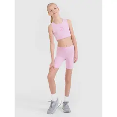 4F krótkie legginsy dziecięce sportowe 4FJWSS25TFSTF041 czarne, Kolor: różowy, Rozmiar: 134/140