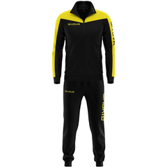 GIVOVA dres męski komplet spodnie i bluza TR036 czarny, Kolor: żółty, Rozmiar: S