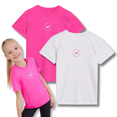 4F 2-pak koszulka sportowa t-shirt dla dziewczynki 4FJWSS25TFTSF1185 różowy i biały, Kolor: różowy, Rozmiar: 158/164