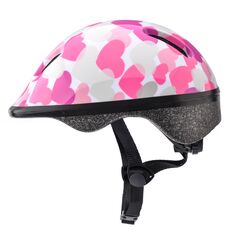 Meteor Kask rowerowy dziecięcy KS06 Pink hearts, Kolor: różowo-szary, Rozmiar: 44-48