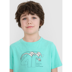 4F t-shirt bawełniana koszulka chłopięca 4FJWSS25TTSHM1917 miętowa, Kolor: niebieski, Rozmiar: 122, 3 zdjęcie