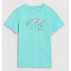 4F t-shirt bawełniana koszulka chłopięca 4FJWSS25TTSHM1917 miętowa, Kolor: niebieski, Rozmiar: 122, 2 zdjęcie