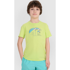 4F t-shirt bawełniany koszulka chłopięca 4FJWSS25TTSHM1917 miętowy, Kolor: zielony, Rozmiar: 146