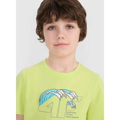 4F t-shirt bawełniany koszulka chłopięca 4FJWSS25TTSHM1917 miętowy, Kolor: zielony, Rozmiar: 152, 5 zdjęcie