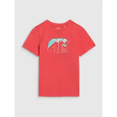4F t-shirt bawełniana koszulka chłopięca 4FJWSS25TTSHM1917 Czerwona, Kolor: czerwony, Rozmiar: 152, 5 zdjęcie