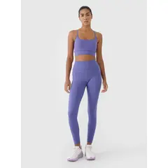 4F legginsy sportowe damskie z wysokim stanem 4FRSS25TFTIF306 fioletowe, Kolor: fioletowy, Rozmiar: S