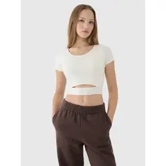 4F koszulka sportowa damska t-shirt 4FRSS25TTSHF2695 beżowa, Kolor: beżowy, Rozmiar: M