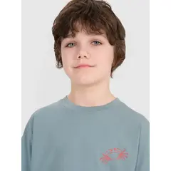 4F t-shirt bawełniany koszulka chłopięca 4FJWSS25TTSHM1914 zielona, Kolor: zielony, Rozmiar: 158, 3 zdjęcie