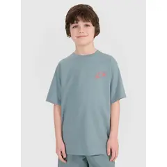 4F t-shirt bawełniany koszulka chłopięca 4FJWSS25TTSHM1914 zielona, Kolor: zielony, Rozmiar: 158