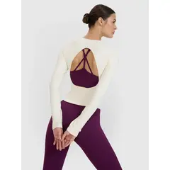 4F koszulka z długim rękawem longsleeve do ćwiczeń 4FWSS25TFLOF403 biała, Kolor: biały, Rozmiar: XS/S