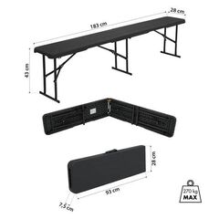 NC3404 SKŁADANA ŁAWKA OGRODOWA 183 CM ANTRACYT NILS CAMP, 2 zdjęcie