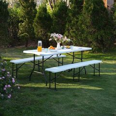 NC3404 SKŁADANA ŁAWKA OGRODOWA 183 CM BIAŁA NILS CAMP, 4 zdjęcie